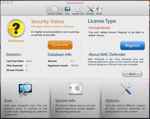 Screenshot of Mac Defender