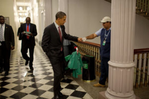 Obama Fist Bump with Janitor